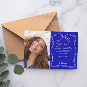 Birthday Foto handgeschriebene Bugkönigsblau Dankeskarte