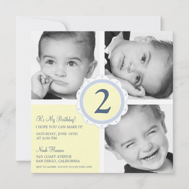Birthday Foto Squares Einladung (Vorderseite)