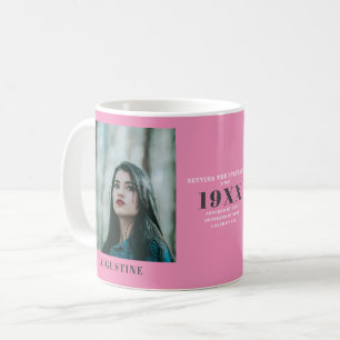 Birthday Foto Template Elegante Chic Pink Gray Kaffeetasse
