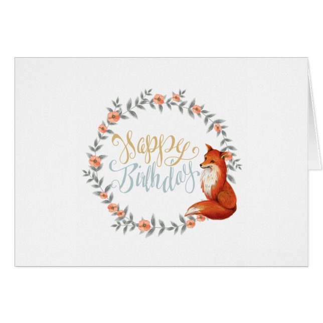 Birthday Fox Wreath (Vorderseite (Horizontal))