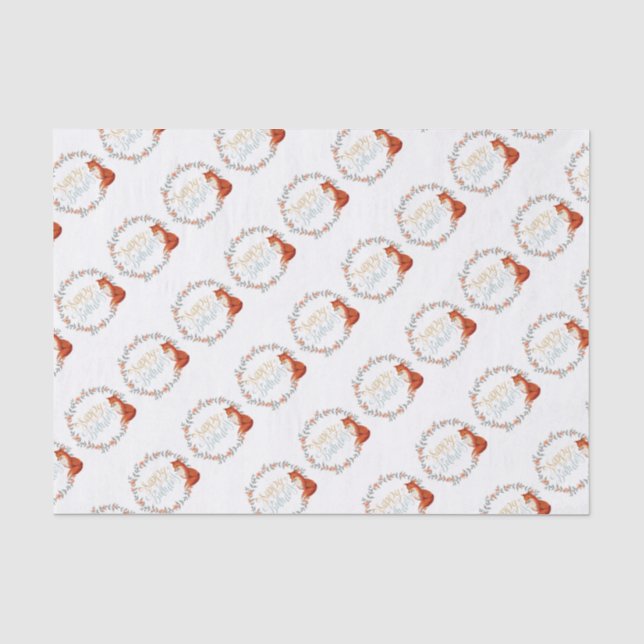 Birthday Fox Wreath Seidenpapier (Vorderseite)