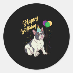 Birthday French Bulldog Runder Aufkleber