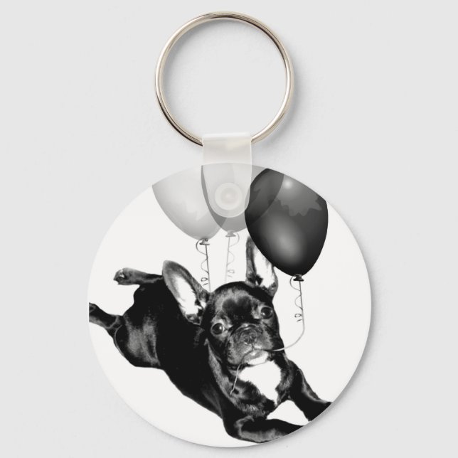 Birthday French Bulldog Schlüsselanhänger (Vorderseite)
