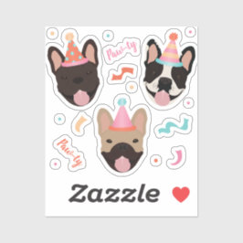 Birthday French Bulldogs Confetti Aufkleber