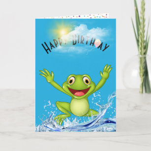 Birthday Frog springt aus dem Wasser  Karte
