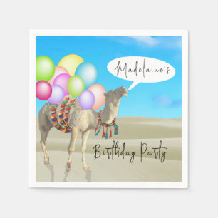 Birthday Fun Desert Camel Balloons farbenfroh Serviette