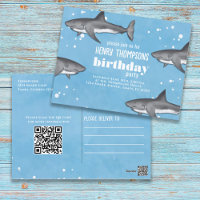 Birthday Fun Whimsical Sharks Ocean QR Code