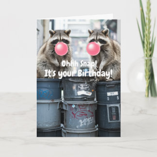Birthday Funny Raccoons Blow Pink Blase Niedlich Karte
