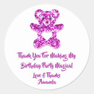  Birthday Gefallen Pinky Heart Baby Sweet Bear  Runder Aufkleber