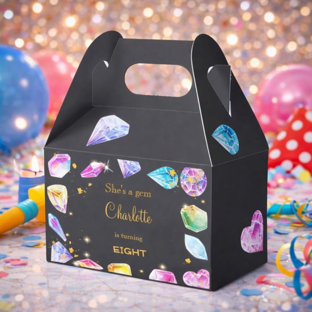 Birthday Gem Party Crystals Girl's Aquarell Geschenkschachtel (Von Creator hochgeladen)