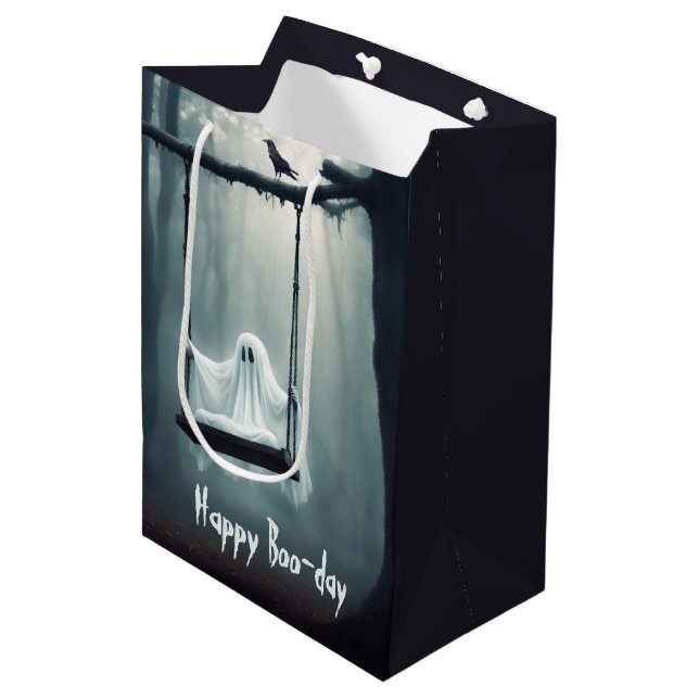Birthday Ghost und Raven Mittlere Geschenktüte (Vorderseite Schrägansicht)