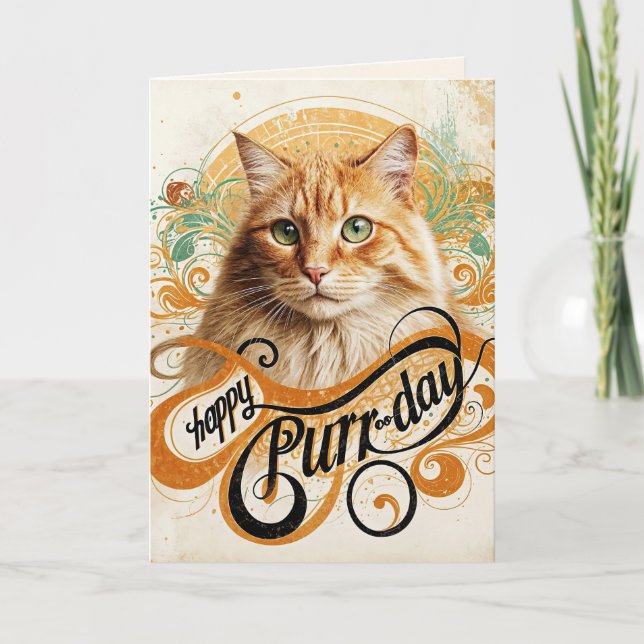 Birthday Ginger Cat Abstrakt Karte (Vorderseite)