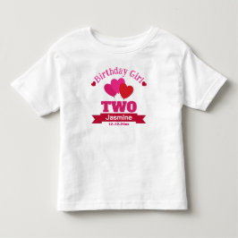 Birthday Girl 2 Jahre Alte Herzbaloons Weiß Kleinkind T-shirt