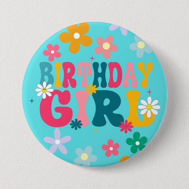 Birthday Girl 3" große runde Button (Vorderseite)