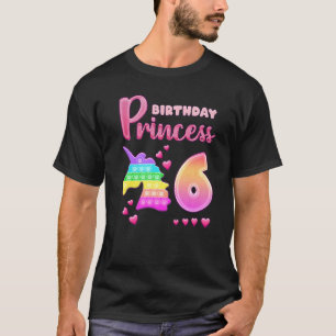 Birthday Girl 6 Jahre alter Einhorn Pop It Fidget T-Shirt