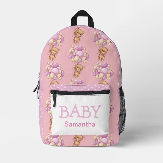 Birthday Girl Bär Thema gedruckter Rucksack (Vorderseite)