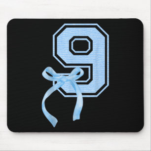 Birthday Girl Blue Coquette Bow 9 Jahre alte Ästhe Mousepad