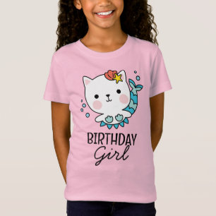Birthday Girl   Cat Mermaid Birthday T - Shirt