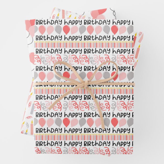 Birthday Girl Coordinating Pattern Wrapping Paper Geschenkpapier Set (Beispiel)