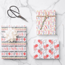 Birthday Girl Coordinating Pattern Wrapping Paper Geschenkpapier Set