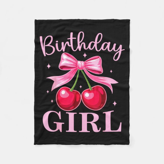 Birthday Girl Coquette Bow Cherry Birthday Girls W Fleecedecke (Vorderseite)