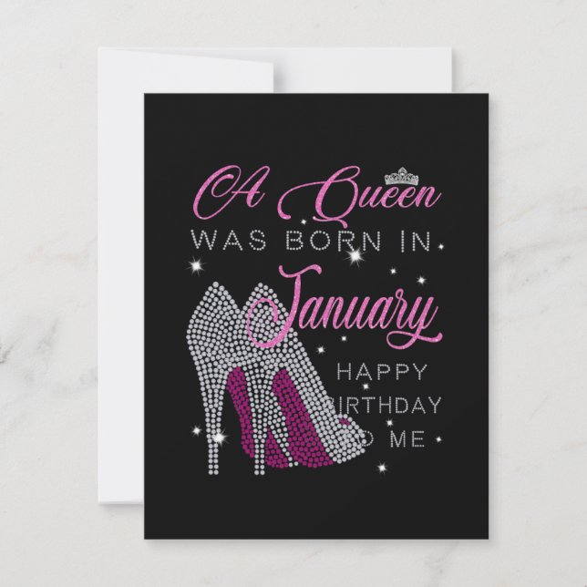 Birthday Girl | Eine Königin war im Januar Geboren Mitteilungskarte (Vorderseite)