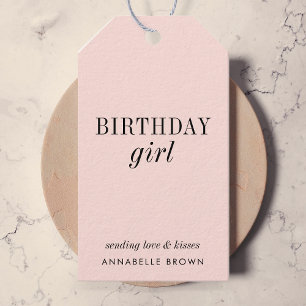 Birthday Girl   Einfache Rosa Weibchen Mädchen Geschenkanhänger