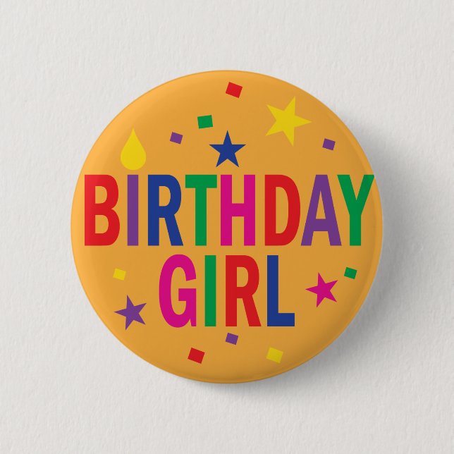 Birthday Girl - farbige Schaltfläche Button (Vorderseite)