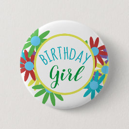 Birthday Girl Floral Button Button