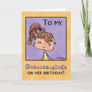 Birthday Girl for Grandtochter-Yellow Gingham Karte