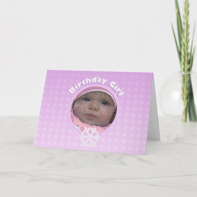 Birthday Girl Foto Winter Onederland Karte (Vorderseite)