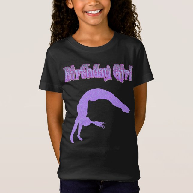 "Birthday Girl" Funkelnd Gymnast T - Shirt (Vorderseite)