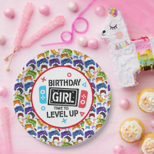 Birthday Girl Gamer Paper Plate Pappteller