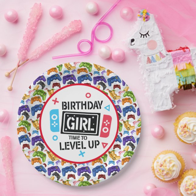 Birthday Girl Gamer Paper Plate Pappteller (Party)