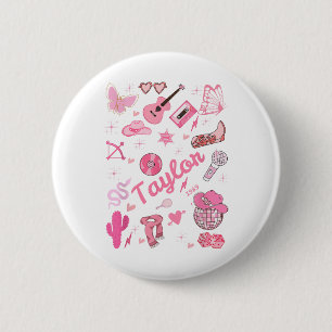 Birthday Girl Groovy Taylor Vorname Personalize Button