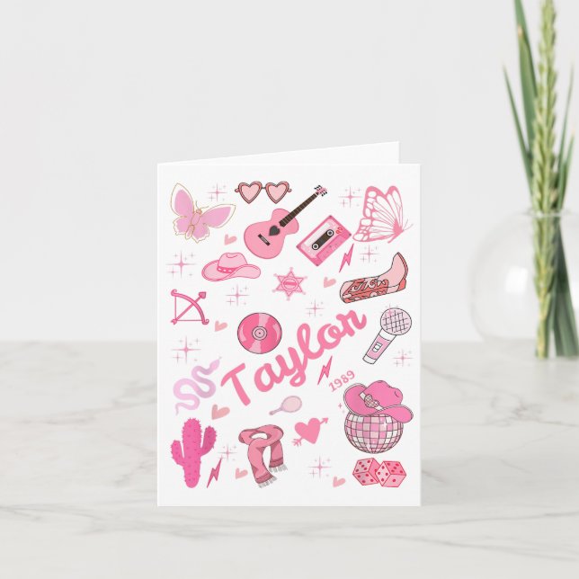 Birthday Girl Groovy Taylor Vorname Personalize Karte (Vorderseite)