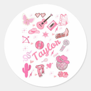 Birthday Girl Groovy Taylor Vorname Personalize Runder Aufkleber