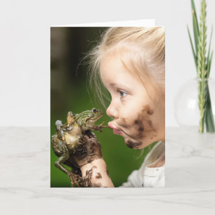 Birthday Girl Kissing a Frog Karte