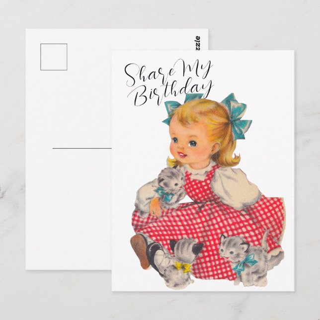 BIRTHDAY GIRL KITTENS | Postkarte (Vorne/Hinten)