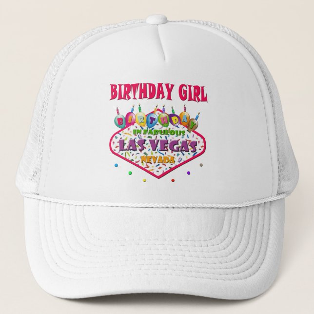 BIRTHDAY GIRL Las Vegas HAT Truckerkappe (Vorderseite)