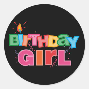 Birthday Girl Letters Runder Aufkleber