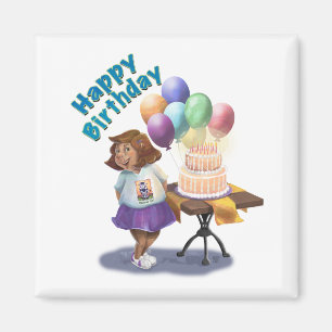 Birthday Girl mit Balloons und Cake Magnet