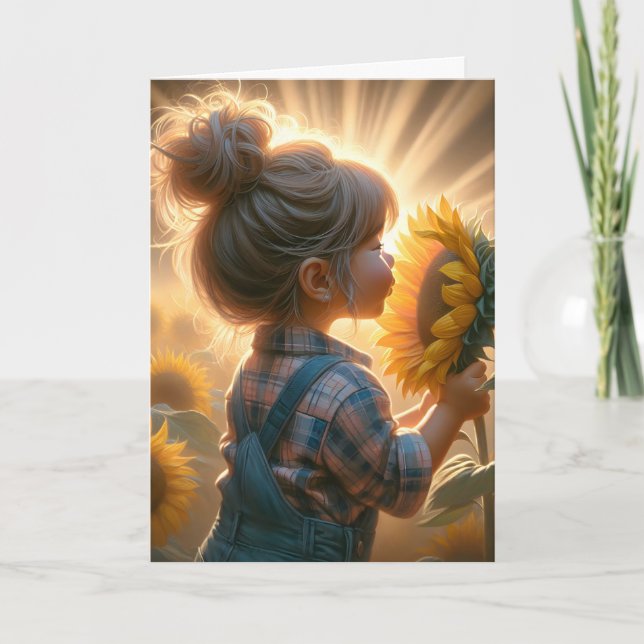 Birthday Girl mit Sonnenblumenglühen Karte (Vorderseite)