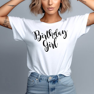 Birthday Girl Modern Black Script Frauen T-Shirt