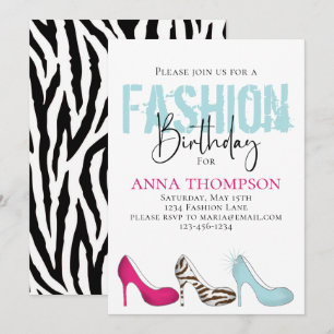 Birthday Girl Modern Fashion Shoes Minimalistisch Einladung
