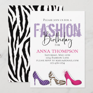 Birthday Girl Modern Fashion Shoes Minimalistisch Einladung