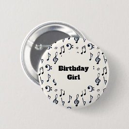 Birthday Girl - Muster für Niedliche musikalische  Button