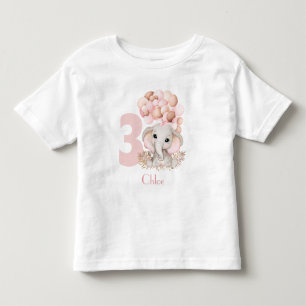 Birthday Girl Niedlich Elephant Pink Personalisier Kleinkind T-shirt