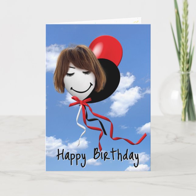 Birthday Girl on Balloon Karte (Vorderseite)