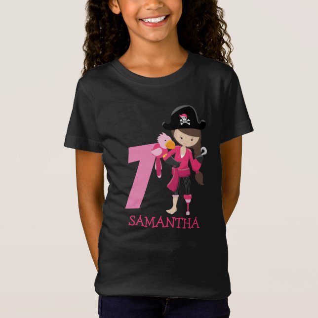 Birthday GIRL ParrotParty Pirate 7ème Nom T-shirt (Devant)